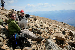 Andra, Frank and Christine relaxing at 14, 433 ft
