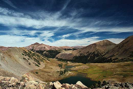 Looking east from Snow Lake (distant peak on the left is Iron Mountain)