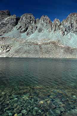 part of the Nokhu Crags across Snow Lake