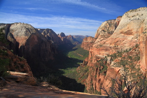 Looking south down Zion Canyon from Angels Landing