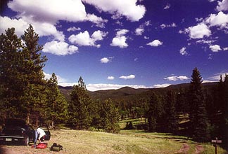 Chuck readies his gear at the trailhead