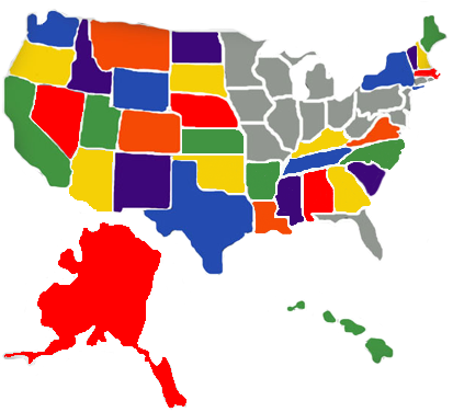 Click a state to see hike locations.