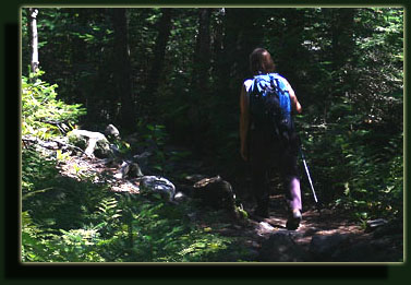 Mom hiking down the Snapper Trail