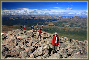 Mike celebrates the summit of Mt Bierstadt