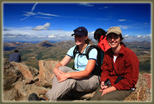 Andra and Christine chilling out on Mt Bierstadt