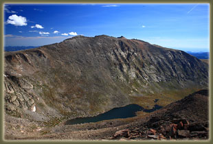 View from Mt Bierstadt: Abyss Lake and Mt Evans