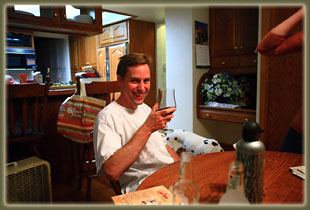 Mike enjoys some wine after the hike