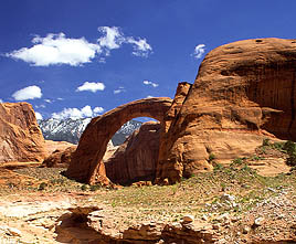 Rainbow Bridge with Navajo Mt in the background