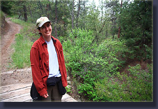 Andra brimming over with excitement on the trail