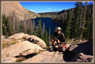 Sam and Makenzie above Slide Lake, Mt Zirkel Wilderness, Colorado