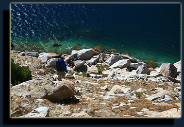 Larry heads down to another lake in Stough Basin